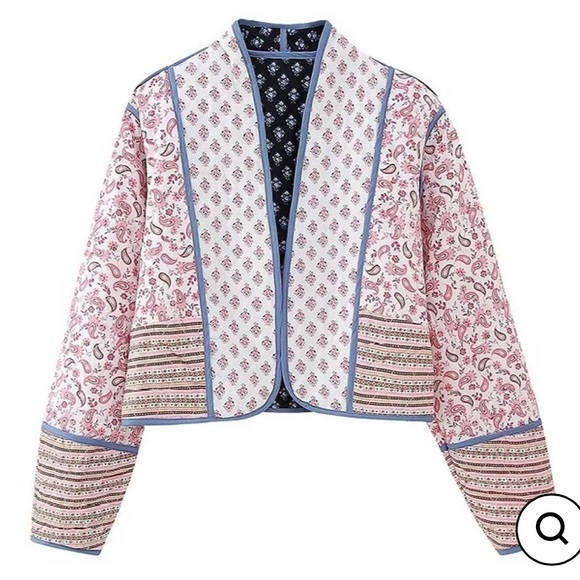 Sundayup Women's Paisley Print Reversible Cropped Jacket - Picture 4 of 14